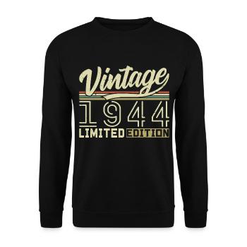 Legende seit 1944 Geboren 1944 Geburtstag 80 Jahre - Unisex Pullover - Schwarz - Vorne - Alina (178cm) & Michal (187cm)