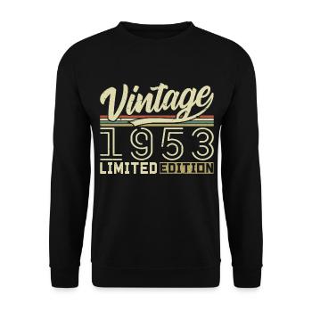 Legend since 1953 Born 1953 Birthday 71 years - Unisex Sweatshirt - black - Front - Alina (178cm) & Michal (187cm)