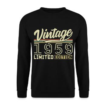 Legend since 1959 Born in 1959 Birthday 65 years - Unisex Sweatshirt - black - Front - Alina (178cm) & Michal (187cm)