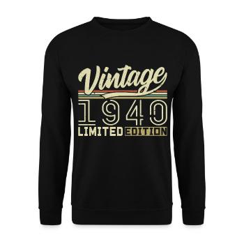 Legend since 1940 Born 1940 Birthday 84 years old - Unisex Sweatshirt - black - Front - Alina (178cm) & Michal (187cm)