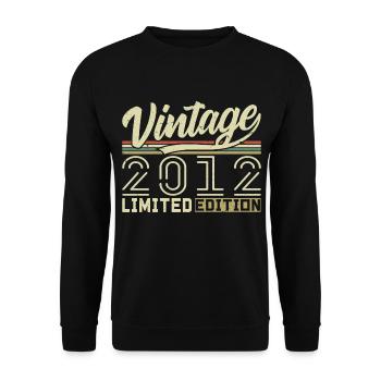 Legend since 2012 Born 2012 Birthday 12 years - Unisex Sweatshirt - black - Front - Alina (178cm) & Michal (187cm)