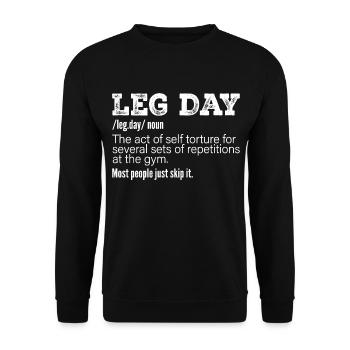 Leg Day Definition, lustiges Gym Pump Cover Workout - Unisex Pullover - Schwarz - Vorne - Alina (178cm) & Michal (187cm)