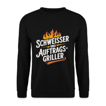 Schweißer und Grillen - Unisex Pullover - Schwarz - Vorne - Alina (178cm) & Michal (187cm)