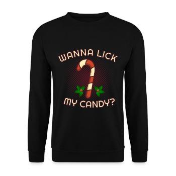 Veux lécher mon bonbon canne en sucre de Noël - Sweat-shirt Unisexe - noir - Devant - Alina (178cm) & Michal (187cm)