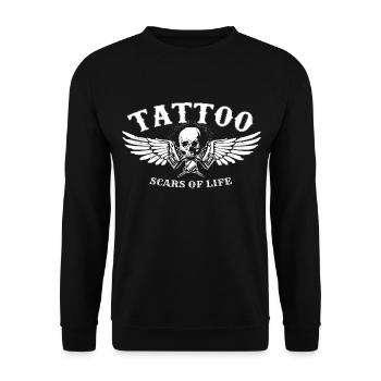 Tattoo Scars of Life - Unisex Pullover - Schwarz - Vorne - Alina (178cm) & Michal (187cm)