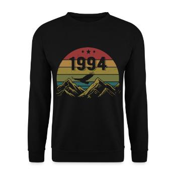 1994 Jahrgang Geburtstag 1994 Retro Geschenkidee - Unisex Pullover - Schwarz - Vorne - Alina (178cm) & Michal (187cm)