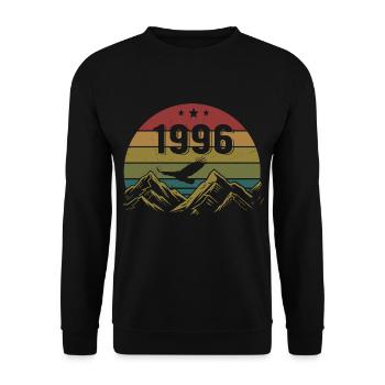 1996 Jahrgang Geburtstag 1996 Retro Geschenkidee - Unisex Pullover - Schwarz - Vorne - Alina (178cm) & Michal (187cm)