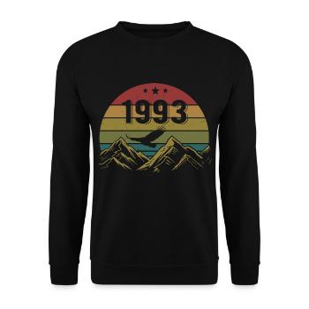 1993 Jahrgang Geburtstag 1993 Retro Geschenkidee - Unisex Pullover - Schwarz - Vorne - Alina (178cm) & Michal (187cm)
