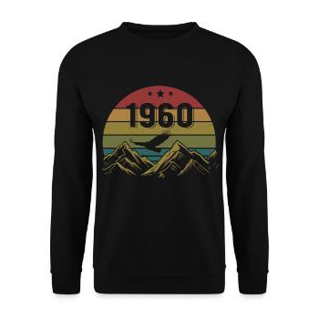 1960's Vintage Birthday 1960's Retro Gift Idea - Unisex Sweatshirt - black - Front - Alina (178cm) & Michal (187cm)