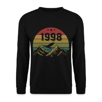 1998 Jahrgang Geburtstag 1998 Retro Geschenkidee - Unisex Pullover - Schwarz - Vorne - Alina (178cm) & Michal (187cm)