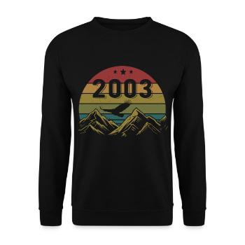2003 Jahrgang Geburtstag 2003 Retro Geschenkidee - Unisex Pullover - Schwarz - Vorne - Alina (178cm) & Michal (187cm)