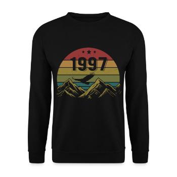 1997 Jahrgang Geburtstag 1997 Retro Geschenkidee - Unisex Pullover - Schwarz - Vorne - Alina (178cm) & Michal (187cm)