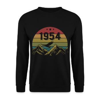 1954 Jahrgang Geburtstag 1954 Retro Geschenkidee - Unisex Pullover - Schwarz - Vorne - Alina (178cm) & Michal (187cm)