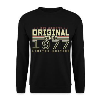 Original 1977 Retro 1977 Geburtstagsgeschenk - Unisex Pullover - Schwarz - Vorne - Alina (178cm) & Michal (187cm)
