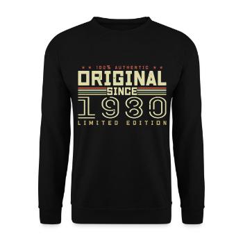 Original 1980er Jahre Geburtstagsgeschenk 1980er Jahre Retro 1980er Jahre - Unisex Pullover - Schwarz - Vorne - Alina (178cm) & Michal (187cm)