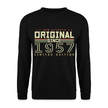 Original 1957 Geburtstagsgeschenk 1957 Retro 1957 - Unisex Pullover - Schwarz - Vorne - Alina (178cm) & Michal (187cm)