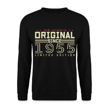 Original 1955 Geburtstagsgeschenk 1955 Retro 1955 - Unisex Pullover - Schwarz - Vorne - Alina (178cm) & Michal (187cm)