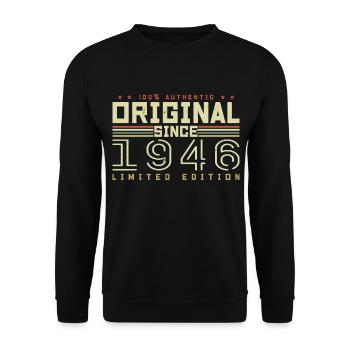 Original 1946 Geburtstagsgeschenk 1946 Retro 1946 - Unisex Pullover - Schwarz - Vorne - Alina (178cm) & Michal (187cm)