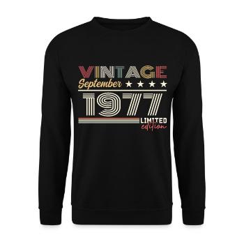 Vintage Septembre 1977 Septembre 1977 September - Sweat-shirt Unisexe - noir - Devant - Alina (178cm) & Michal (187cm)
