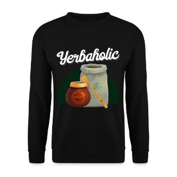 Lustiger Yerba Mate Tee Liebhaber - Unisex Pullover - Schwarz - Vorne - Alina (178cm) & Michal (187cm)