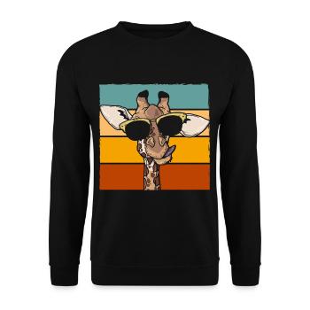 Retro Giraffe Funny Safari Animal - Unisex Sweatshirt - black - Front - Alina (178cm) & Michal (187cm)
