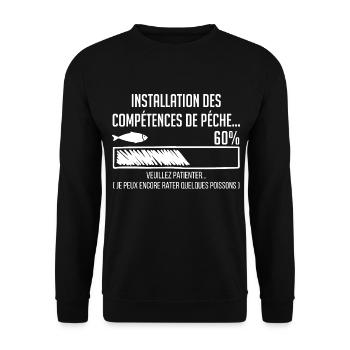 Fishing Humor Bar Progression 60% - Unisex Sweatshirt - black - Front - Alina (178cm) & Michal (187cm)