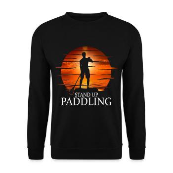 SUP Board Paddle Stand Up Paddling Shirt - Unisex Sweatshirt - black - Front - Alina (178cm) & Michal (187cm)