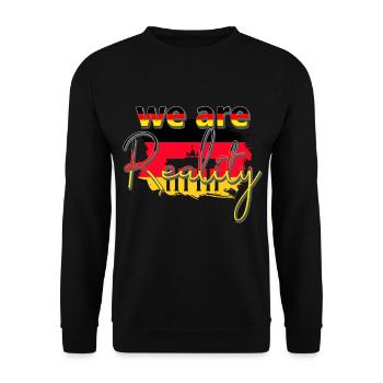 Wir sind Realität - Brandenburger Tor - Unisex Pullover - Schwarz - Vorne - Alina (178cm) & Michal (187cm)