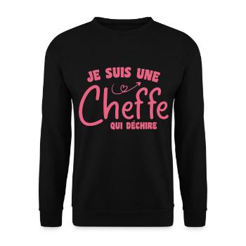 Je suis une cheffe qui déchire - Sweat-shirt Unisexe - noir - Devant - Alina (178cm) & Michal (187cm)