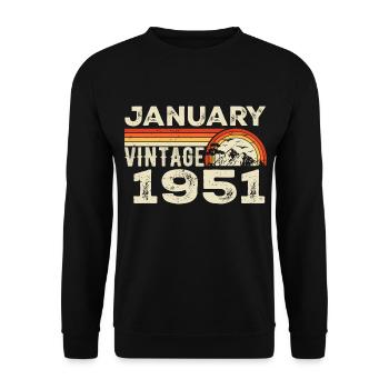 January 1951 Vintage Birthday 1951, Born in 1951 - Unisex Sweatshirt - black - Front - Alina (178cm) & Michal (187cm)