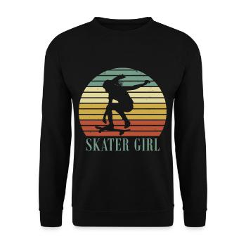 Retro Skater Girl Girl Skateboard Gift - Unisex Sweatshirt - black - Front - Alina (178cm) & Michal (187cm)