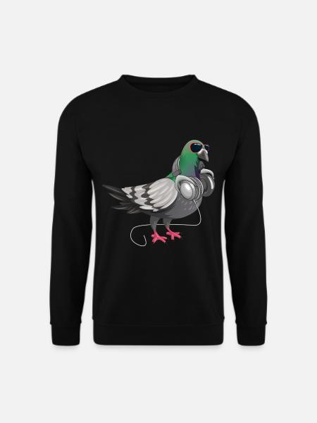 Lustige Techno Taube Kopfhörer Musik Vogel - Unisex Pullover - Schwarz