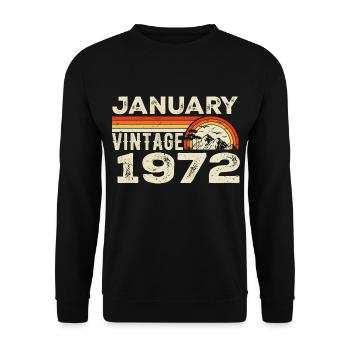 January 1972 Vintage Birthday 1972, Born in 1972 - Unisex Sweatshirt - black - Front - Alina (178cm) & Michal (187cm)