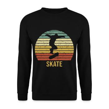Retro Skater Cool Skateboard Boys Gift - Unisex Sweatshirt - black - Front - Alina (178cm) & Michal (187cm)