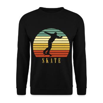 Retro Skater Cooles Skateboard Jungs Geschenk - Unisex Pullover - Schwarz - Vorne - Alina (178cm) & Michal (187cm)