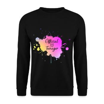 13e anniversaire de l’ado officiel Aquarelle - Sweat-shirt Unisexe - noir - Devant - Alina (178cm) & Michal (187cm)