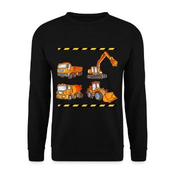 Bagger Betonmischer LKWs Jungen Bau - Unisex Pullover - Schwarz - Vorne - Alina (178cm) & Michal (187cm)