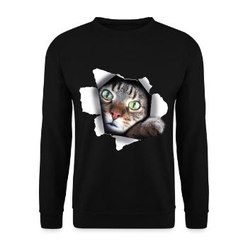 Katzendame Süße Kätzchen Katze Pfote zerrissen - Unisex Pullover - Schwarz - Vorne - Alina (178cm) & Michal (187cm)