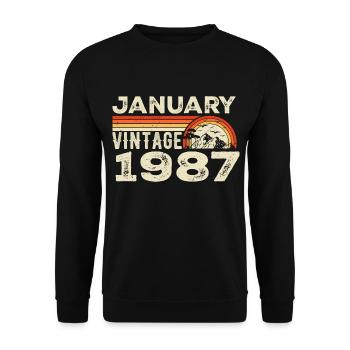 Janvier 1987 Vintage Anniversaire 1987, Né en 1987 - Sweat-shirt Unisexe - noir - Devant - Alina (178cm) & Michal (187cm)