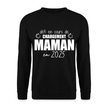 2025 Maman Grossesse Cadeau Humour Mère - Sweat-shirt Unisexe - noir - Devant - Alina (178cm) & Michal (187cm)