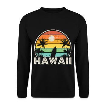 Coloré et vintage Hawaii Surf - Sweat-shirt Unisexe - noir - Devant - Alina (178cm) & Michal (187cm)