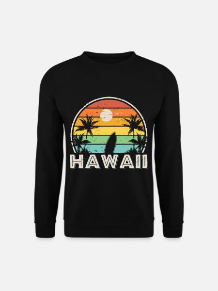 Buntes und Vintage Hawaii Surfen - Unisex Pullover - Schwarz
