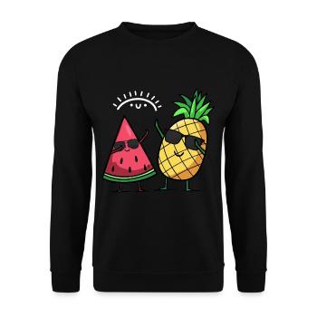 Tupfen Wassermelone Ananas Kawaii Sommerfrüchte - Unisex Pullover - Schwarz - Vorne - Alina (178cm) & Michal (187cm)
