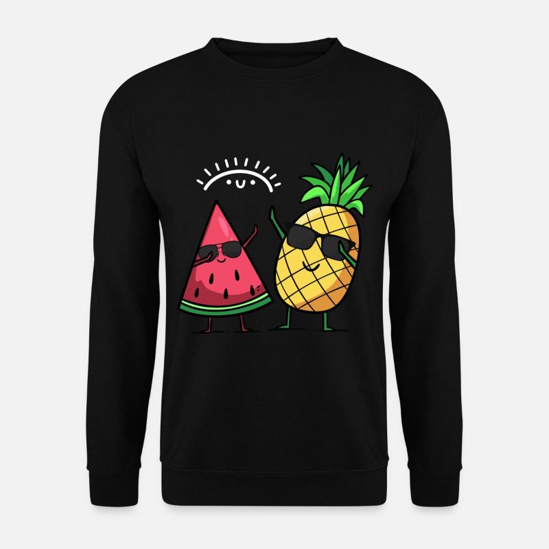 Tupfen Wassermelone Ananas Kawaii Sommerfrüchte - Unisex Pullover - Schwarz