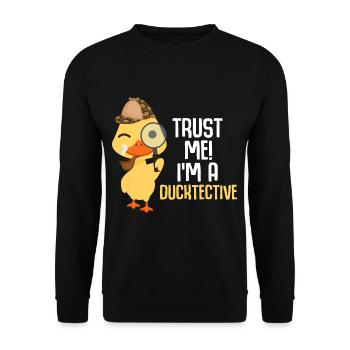 Cute Duck Detective Animal Humor Duck Lover - Unisex Sweatshirt - black - Front - Alina (178cm) & Michal (187cm)