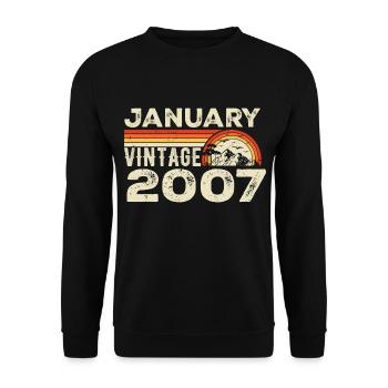 Janvier 2007 Vintage Anniversaire 2007, Né en 2007 - Sweat-shirt Unisexe - noir - Devant - Alina (178cm) & Michal (187cm)