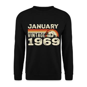 January 1969 Vintage Birthday 1969, Born in 1969 - Unisex Sweatshirt - black - Front - Alina (178cm) & Michal (187cm)