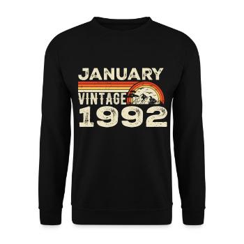 Janvier 1992 Vintage Anniversaire 1992, Né en 1992 - Sweat-shirt Unisexe - noir - Devant - Alina (178cm) & Michal (187cm)