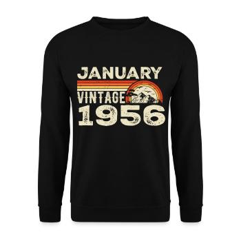 January 1956 Vintage Birthday 1956, Born in 1956 - Unisex Sweatshirt - black - Front - Alina (178cm) & Michal (187cm)