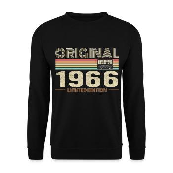 Original 1966 Jahrgang 1966 Retro Geburtstag 1966 - Unisex Pullover - Schwarz - Vorne - Alina (178cm) & Michal (187cm)